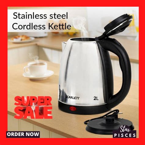 ORIGINAL Scarlett Stainless Steel Electric Heat Kettle 2 0 Liters