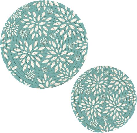 Amazon Kigai Pcs Trivets Set Mint Green Dahlia Pinnata Flowers