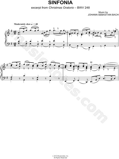 Johann Sebastian Bach Sinfonia From Christmas Oratorio BWV 248 Sheet