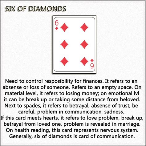 Six Of Diamonds Cartomancy Cartomancy Learning Tarot Cards Tarot Book