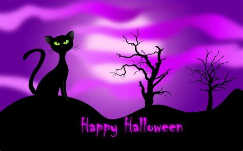 Spooky Purple Cat Hd Halloween Wallpaper Bliss