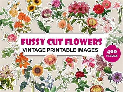 Fussy Cut Flowers 400 Floral Fussy Cuts Fussy Cut Flower Digital Sheets