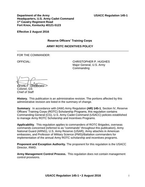 Pdf Reserve Officers Training Corps Iv Usacc Regulation