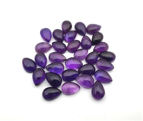 African Amethyst Mix Size Pear Loose Gemstone Cabochon X X Mm