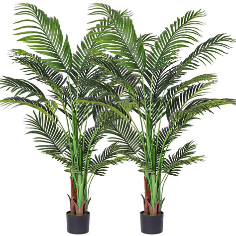 Buy VIAGDO Artificial Palm Tree 5ft Tall Fake Palm Tree Decor with 19 ...