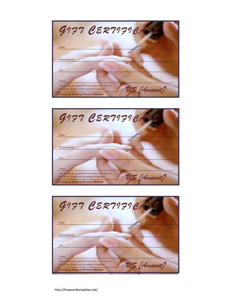 Mani Pedi Gift Certificate Template