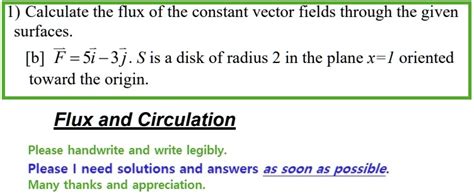 SOLVED Calculate The Flux Of The Constant Vector Field Through The