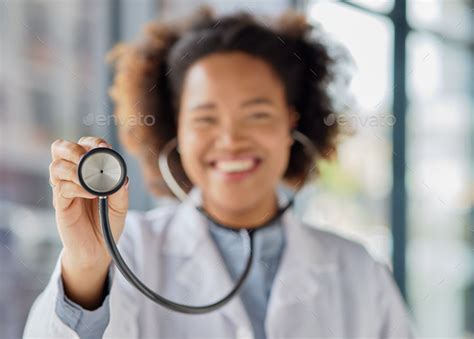 Doctor Hands And Woman Listening With Stethoscope For Heartbeat