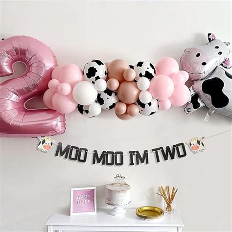 Amazon Cow Theme MOO MOO I M TWO Banner 2nd Birthday Banner Cow