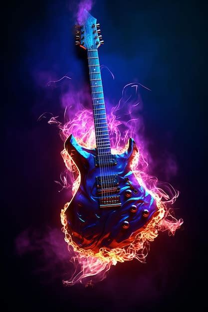 Premium AI Image | Heavy Metal Guitar on Fire