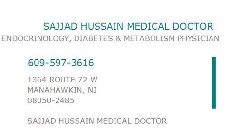 1780672188 Npi Number Sajjad Hussain Medical Doctor Manahawkin Nj