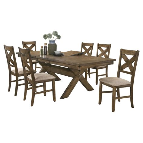 Raven Wood Dining Set Butterfly Leaf Table And Six Chairs Dining Table In