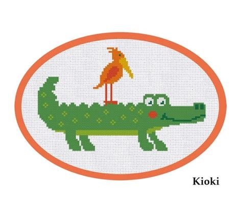 Cross Stitch Pattern Happy Crocodile Instant By Tinyneedle On Etsy