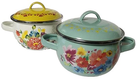 Pioneer Woman Mini Dutch Ovens With Lids 2 Pack Breezy Blossom 105qt1l Ebay