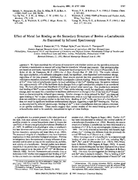 (PDF) Effect of metal ion binding on the secondary structure of bovine .alpha.-lactalbumin as ...