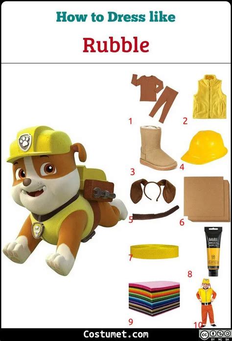 Rubble Paw Patrol Costume For Cosplay And Halloween Paw Patrol