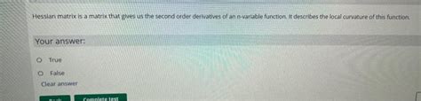Solved Hessian matrix is a matrix that gives us the second | Chegg.com
