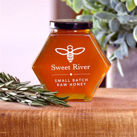 Small Batch Raw Honey Premium 16 Oz Hex Glass Bottle Sweet River Honey