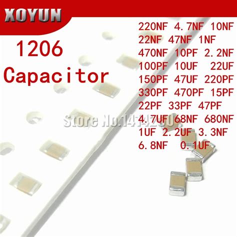 Capacitor de cerâmica mlcc 10pf 47uf 100 smd 1206 v x7r capacitor de