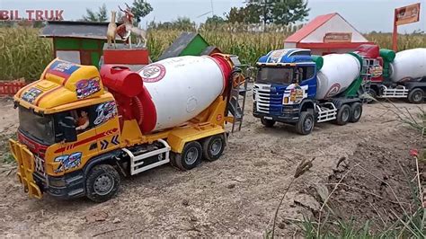 Mantap Mobil Truk Tronton Molen Cor Mixer Beton Ngecor Jalan