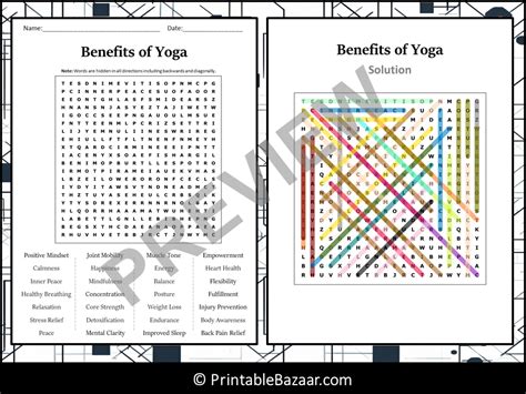 Benefits Of Yoga Word Search Puzzle Worksheet Activity Teaching Resources