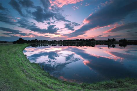 wallpaper sunset, nature, river, trees, sky HD : Widescreen : High ...