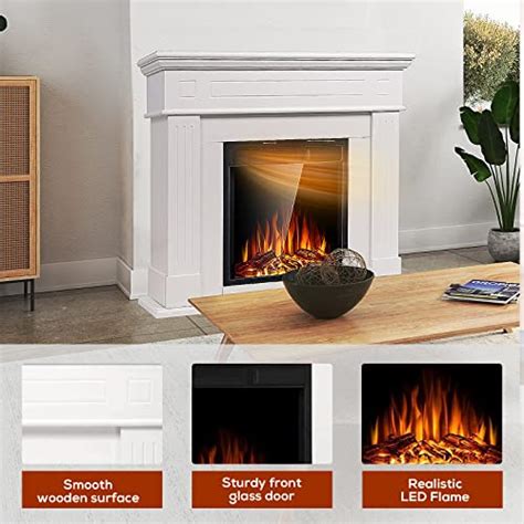 R W Flame Electric Fireplace Mantel Wooden Surround Firebox Tv