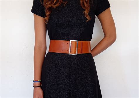 Brown Wide Leather Belt Womens Belt Dress Belt Brown Waist Etsy