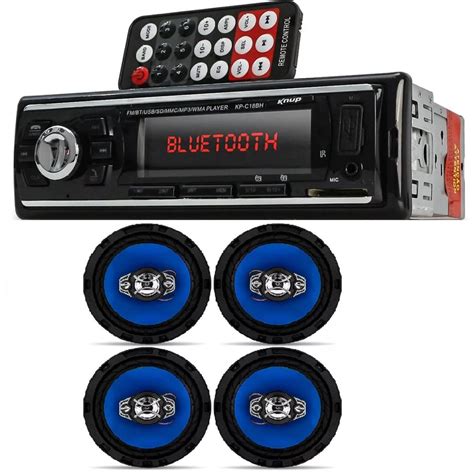 Auto Radio Automotivo Bluetooth Mp3 Player Usb E Kit 4 Alto Falantes