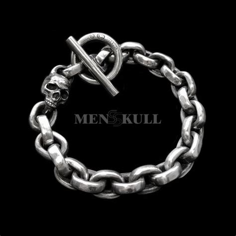 Heavy Metal Skull Bracelet 925 Sterling Silver Mens Skull Bracelets Ssb80 Skull Bracelet