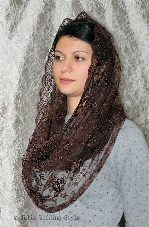 Brown Veil Brown Lace Scarf Chapel Mantilla Traditional - Etsy