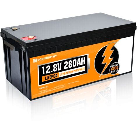 ECO WORTHY 12V 280Ah LiFePO4 Rechargeable Lithium Battery With 6000