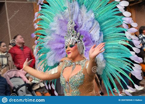 Torrevieja Spain February Woman In A Fancy Carnival Costume