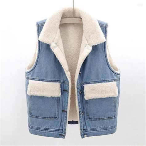 Women S Vests Lambswool Thick Warm Women Denim Waistcoat Outerwear