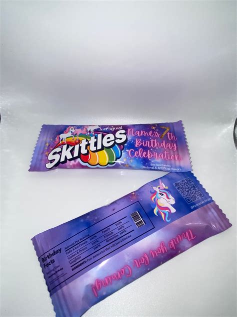 Unicorn Skittles Labels Custom Party Favor Candy Wrappers - Etsy