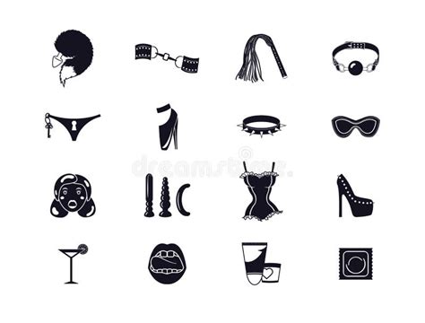 Sex Shop Icon Set Sex Toys Bdsm Stock Vector Illustration Of