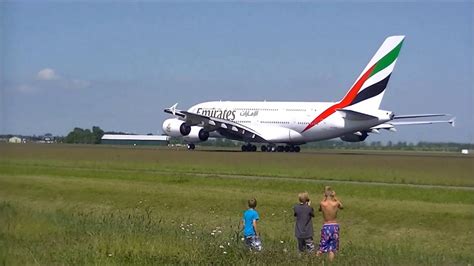 Emirates Airbus A380 Nice Take Off At Amsterdam Airport Schiphol Youtube