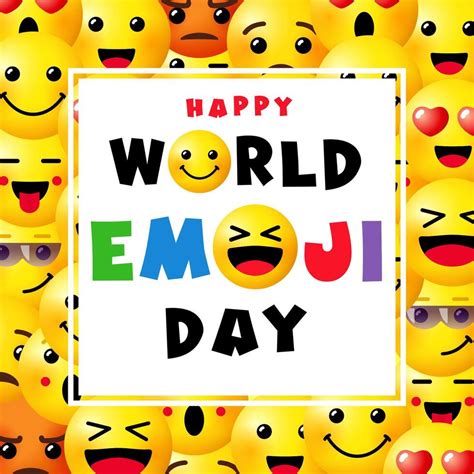 Happy World Emoji Day Blogging Timeline Story Yellow Background With