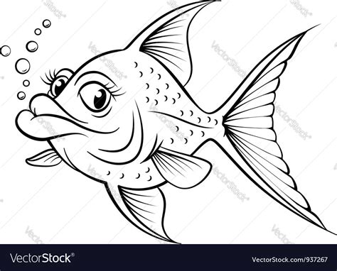 Cartoon drawing fish Royalty Free Vector Image