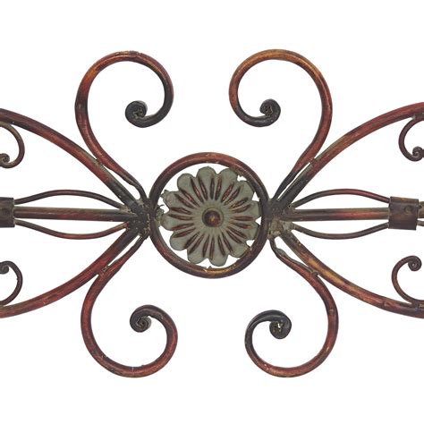 Decmode Brown Metal Scroll Wall Decor