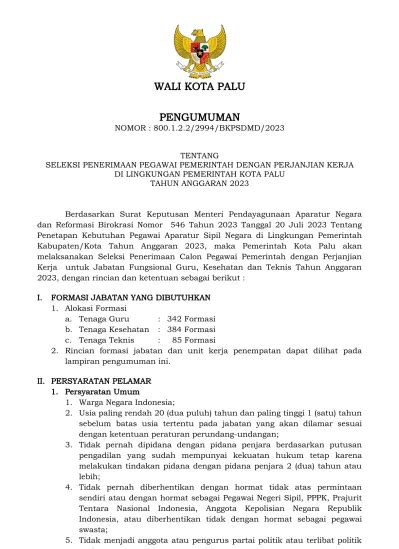 Seleksi Penerimaan Pegawai Pemerintah Dengan Perjanjian Kerja Di