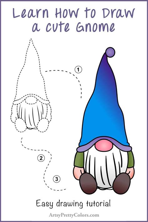 How To Draw A Gnome Step By Step Tutorial Easy Christmas Drawings