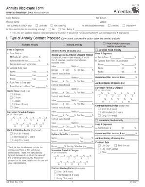 Fillable Online Annuity Disclosure Form Ameritas Fax Email Print