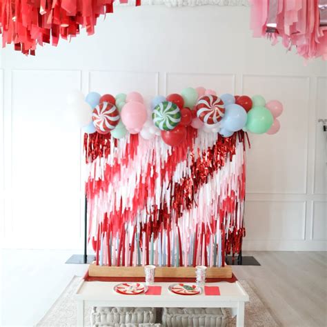 Candy Cane Party Fringe Backdrop for Event Bash Candy Cane Decor for New Year Celebrations ...