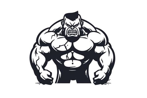 Premium Vector | Black and white strong bodybuilder gym logo design