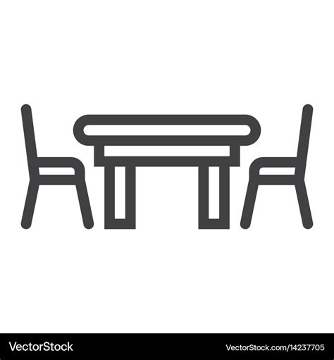 Dining Table Line Icon Furniture And Interior Vector Image