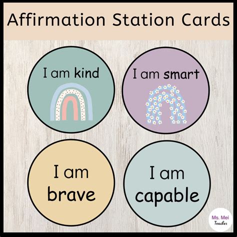 Positive Affirmation Station Cards Boho Rainbow And Neutral Colors In