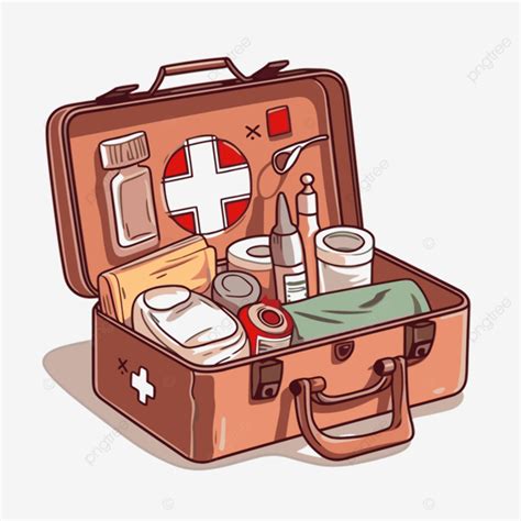 First Aid Kit Clipart An Open Suitcase With First Aid Items Cartoon