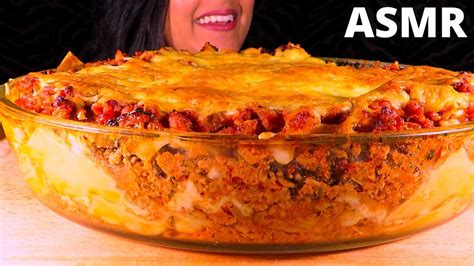 Asmr Giant Cheesy Lasagne Mukbang No Talking Eating Sounds Youtube