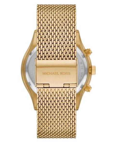 Michael Kors Slim Runway Chronograph Goldtone Stainless Steel Mesh Watch In Metallic Lyst